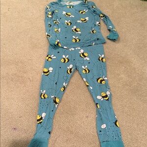Little sleepies teal Bee Print Pajama Set